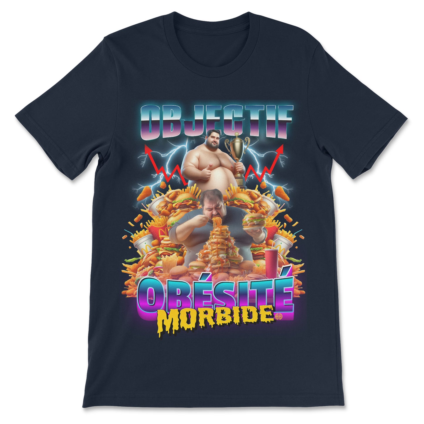 T-shirt premium - Objectif obésité morbide (impression avant)