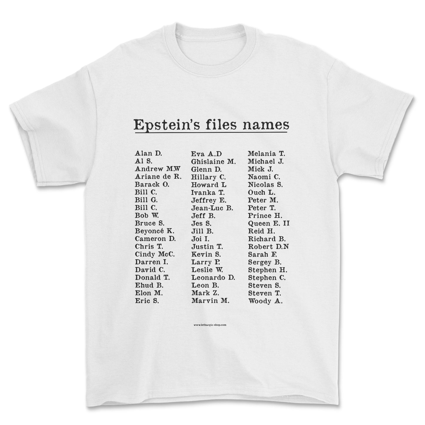 T-shirt - Epstein's files names